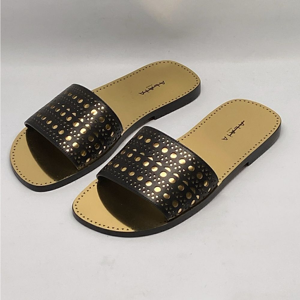 Alaia Laser-cut leather slides size 35